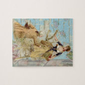 ロマンチックパリラバーズシャビシックなブルー ジグソーパズル (横)