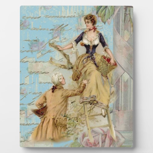 ロマンチックパリラバーズシャビシックなブルー フォトプラーク (正面)