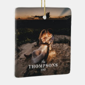 ロマンチックパーソナライズされたなカップルの写真クリスマス セラミックオーナメント (右)