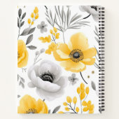 ロマンチックパーソナライズされたイエローグレーフローラジャーナル ノートブック (裏面)