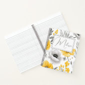 ロマンチックパーソナライズされたイエローグレーフローラジャーナル ノートブック (内部)