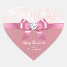 ロマンチックパーソナライズされたハートスノーフレーククリスマスシール