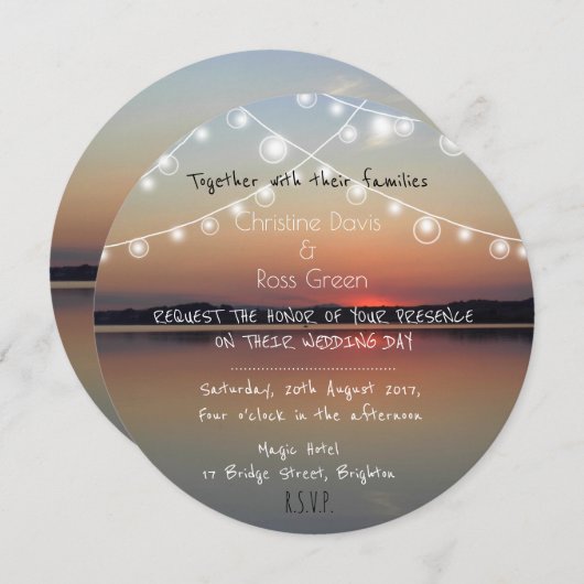 ロマンチックパーソナライズされた湖結婚式招待状 招待状 (正面/裏面)