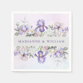 ロマンチックパープルアイリスと牡丹結婚フローラ スタンダードカクテルナプキン (正面)