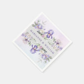 ロマンチックパープルアイリスと牡丹結婚フローラ スタンダードカクテルナプキン (角)
