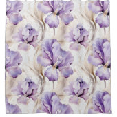 ロマンチックパープルアイリスフローラブライダルシャワー シャワーカーテン (正面)