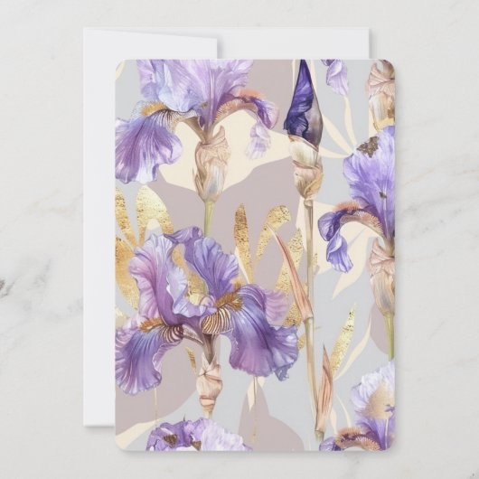 ロマンチックパープルアイリス結婚ズフローラ 招待状 (裏面)