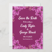 ロマンチックパープルオーキッドバラサマーフローラ結婚ズ セーブザデート (正面)