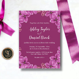 ロマンチックパープルオーキッドバラサマーフローラ結婚ズ 招待状