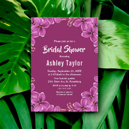 ロマンチックパープルオーキッドバラフローラブライダルシャワー 招待状