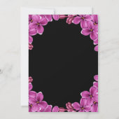 ロマンチックパープルオーキッドブラックフローラブライダルシャワー 招待状 (裏面)