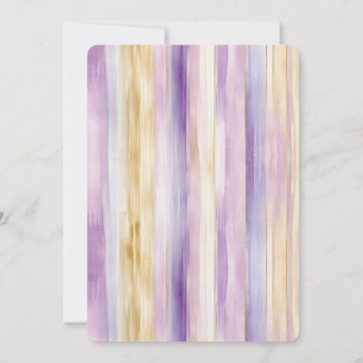 ロマンチックパープルクリームアイリスストライプズブライダルシャワー 招待状 (裏面)