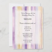 ロマンチックパープルクリームアイリスストライプズ誕生日 招待状 (正面)