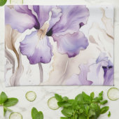 ロマンチックパープルクリームアイリスフローラブライダルシャワー キッチンタオル (折り畳み)