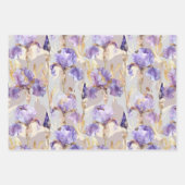 ロマンチックパープルクリームアイリスフローラブライダルシャワー ラッピングペーパーシート (正面2)