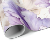 ロマンチックパープルクリームアイリスフローラブライダルシャワー ラッピングペーパー (ロールコーナー)