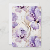 ロマンチックパープルクリームアイリスフローラブライダルシャワー 招待状 (裏面)