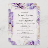 ロマンチックパープルクリームアイリスフローラブライダルシャワー 招待状 (正面/裏面)