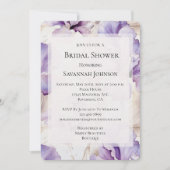 ロマンチックパープルクリームアイリスフローラブライダルシャワー 招待状 (正面)