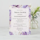 ロマンチックパープルクリームアイリスフローラブライダルシャワー 招待状 (スタンド正面)
