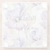 ロマンチックパープルクリームアイリスフローラ美しい引用文 ガラスコースター (裏面)