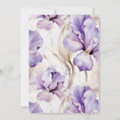 ロマンチックパープルクリームアイリスフローラ誕生日 招待状 (裏面)