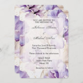ロマンチックパープルクリームアイリス結婚ズフローラ 招待状 (正面/裏面)
