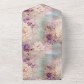 ロマンチックパープルターコイズ赤面フローラ オールインワン招待状 (外側)