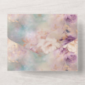 ロマンチックパープルターコイズ赤面フローラ オールインワン招待状 (裏面)