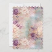 ロマンチックパープルターコイズ赤面フローラ 招待状 (裏面)