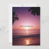 ロマンチックパープルビーチサンセットパ結婚ームズ 招待状 (裏面)