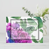 ロマンチックパープルピンクフローラブライダルシャワー 招待状 (スタンド正面)