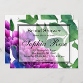 ロマンチックパープルピンクフローラブライダルシャワー 招待状 (正面/裏面)