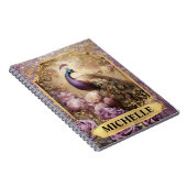 ロマンチックパープルピーコックとバラファンタジー ノートブック (右側)