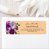 ロマンチックパープルピーチフローラ差出人住所ラベル ラベル (インサイチュ)