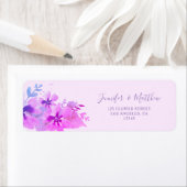 ロマンチックパープルフローラ差出人住所ラベル ラベル (インサイチュ)