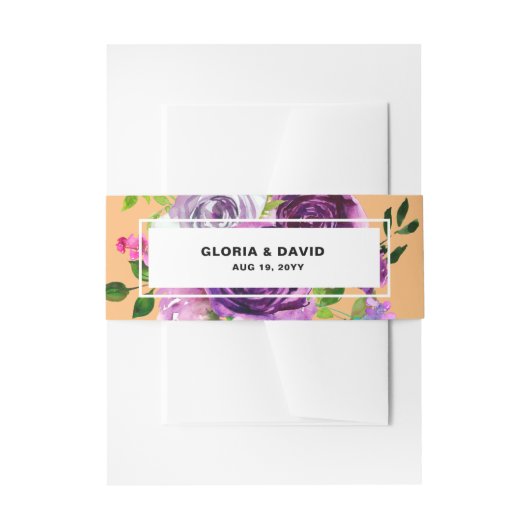 ロマンチックパープルフローラ招待状用帯 招待状ベリーバンド (正面例)