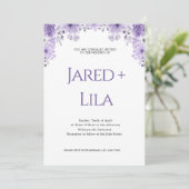 ロマンチックパープルフローラ結婚式招待状 招待状 (スタンド正面)