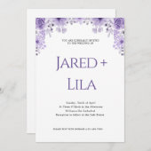 ロマンチックパープルフローラ結婚式招待状 招待状 (正面/裏面)