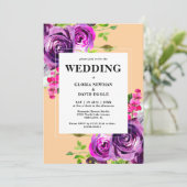 ロマンチックパープルフローラ結婚式招待状 招待状 (スタンド正面)