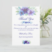 ロマンチックパープルブルーボタニカルウォーター結婚カラー サンキューカード (スタンド正面)