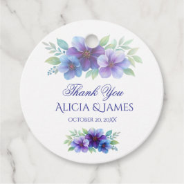 ロマンチックパープルブルーボタニカルウォーター結婚カラー フェイバータグ