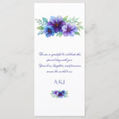 ロマンチックパープルブルーボタニカルウォーター結婚カラー メニュー (裏面)