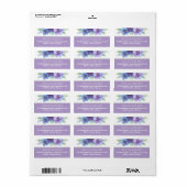 ロマンチックパープルブルーボタニカルウォーター結婚カラー ラベル (フルシート)