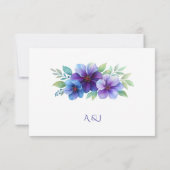ロマンチックパープルブルーボタニカルウォーター結婚カラー 出欠カード (裏面)
