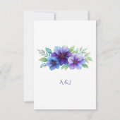 ロマンチックパープルブルーボタニカルウォーター結婚カラー 出欠カード (裏面)