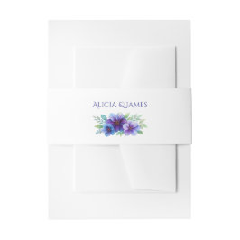 ロマンチックパープルブルーボタニカルウォーター結婚カラー 招待状ベリーバンド