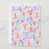 ロマンチックパープルラベンダーアンドレッドブライダルシャワー 招待状 (裏面)