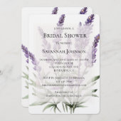 ロマンチックパープルラベンダーフラワーズブライダルシャワー 招待状 (正面/裏面)