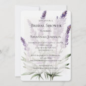 ロマンチックパープルラベンダーフラワーズブライダルシャワー 招待状 (正面)